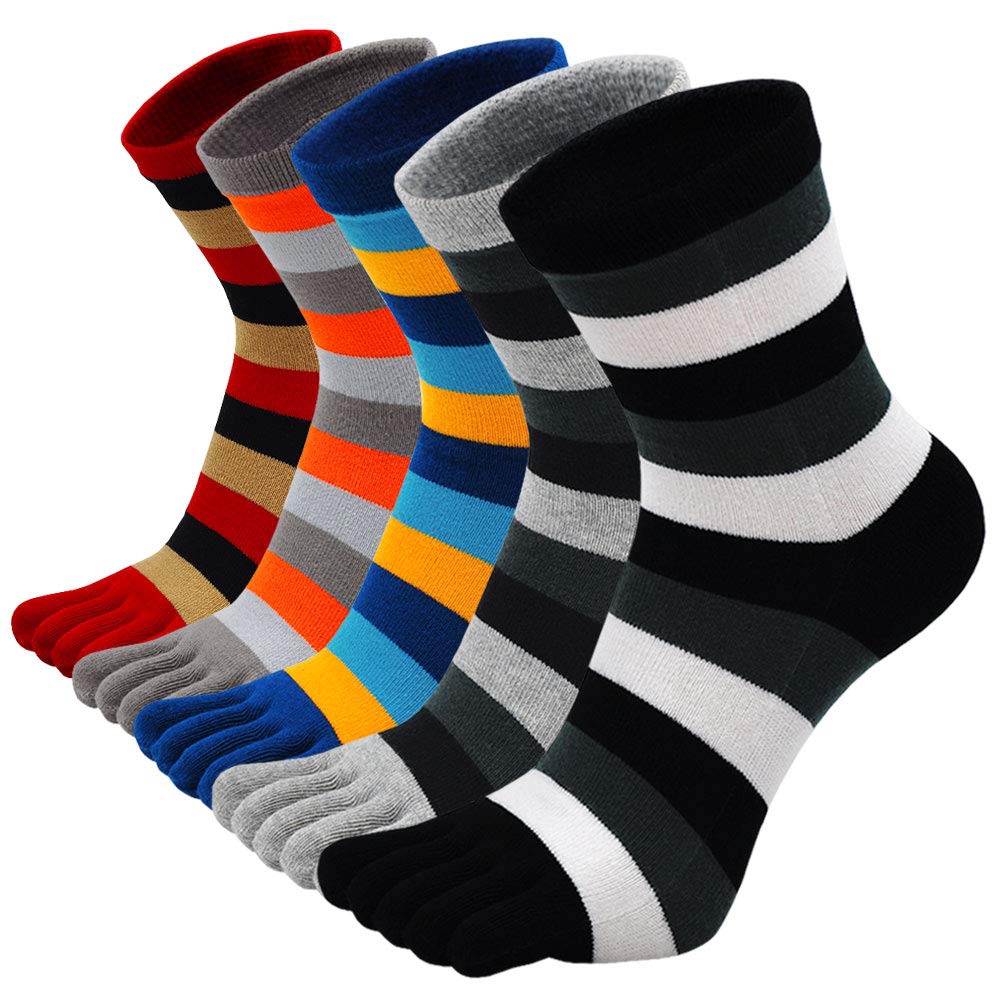 PUTUO Calze con Dita Uomo Calzini con 5 Dita Separate in Cotone, Calze 5 Dita Uomo Calzini Sportivi, Uomo Calzino infradito a 5 dita, 39-47, 5 paia