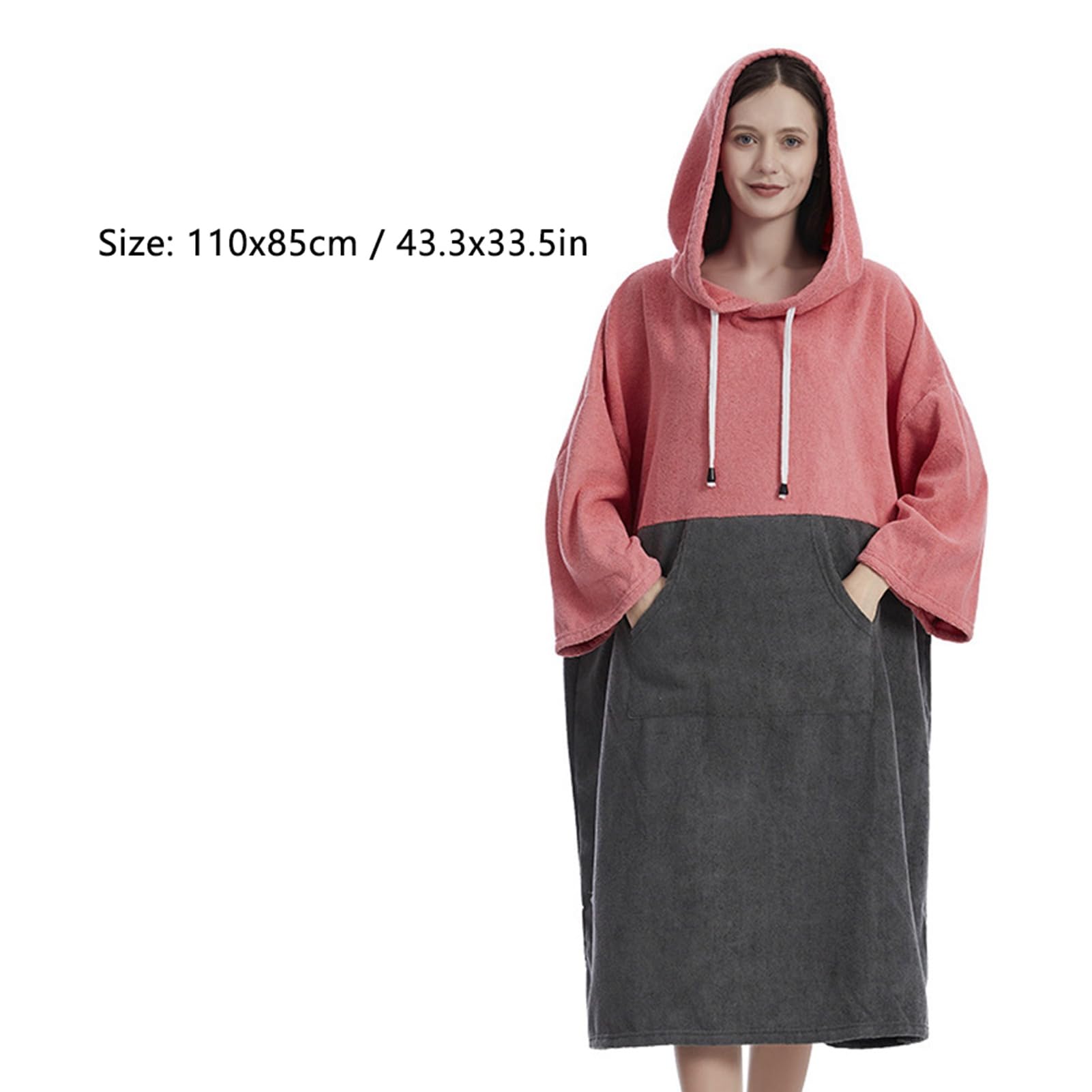 lyrlody Poncho de Toalla para Natación, Surf y Playa, Secado Rápido, para Adultos Hombres y Mujeres, Rosa