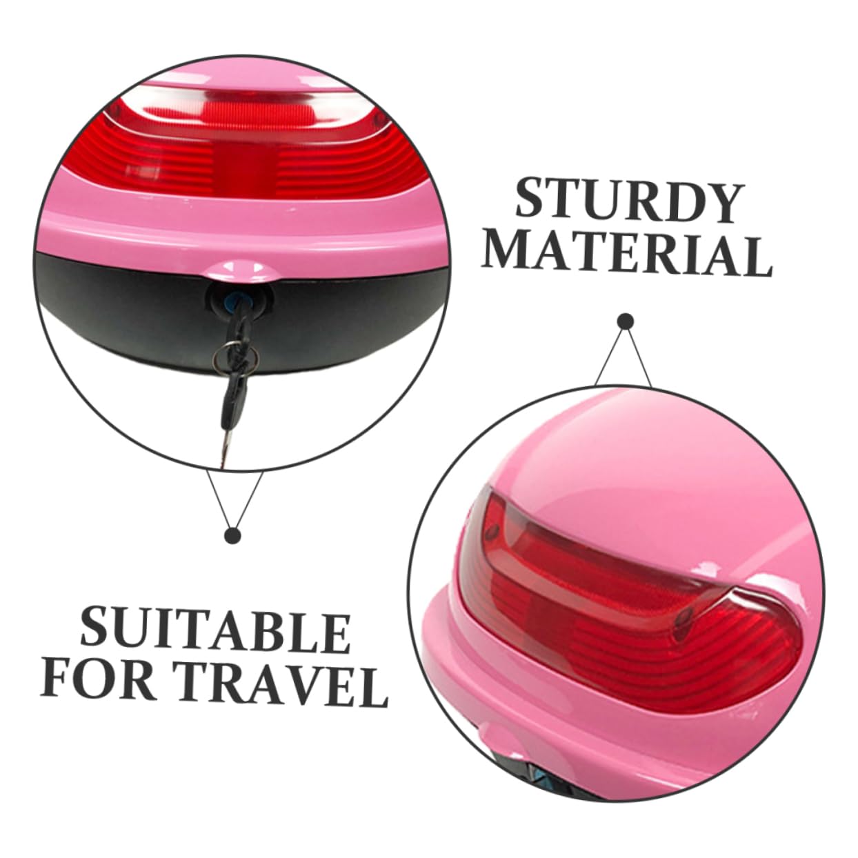 Bauletto Moto Posteriore in Pp Rosa, Capiente e Resistente All’usura, con Schienale e Chiusura Sicura per Viaggio