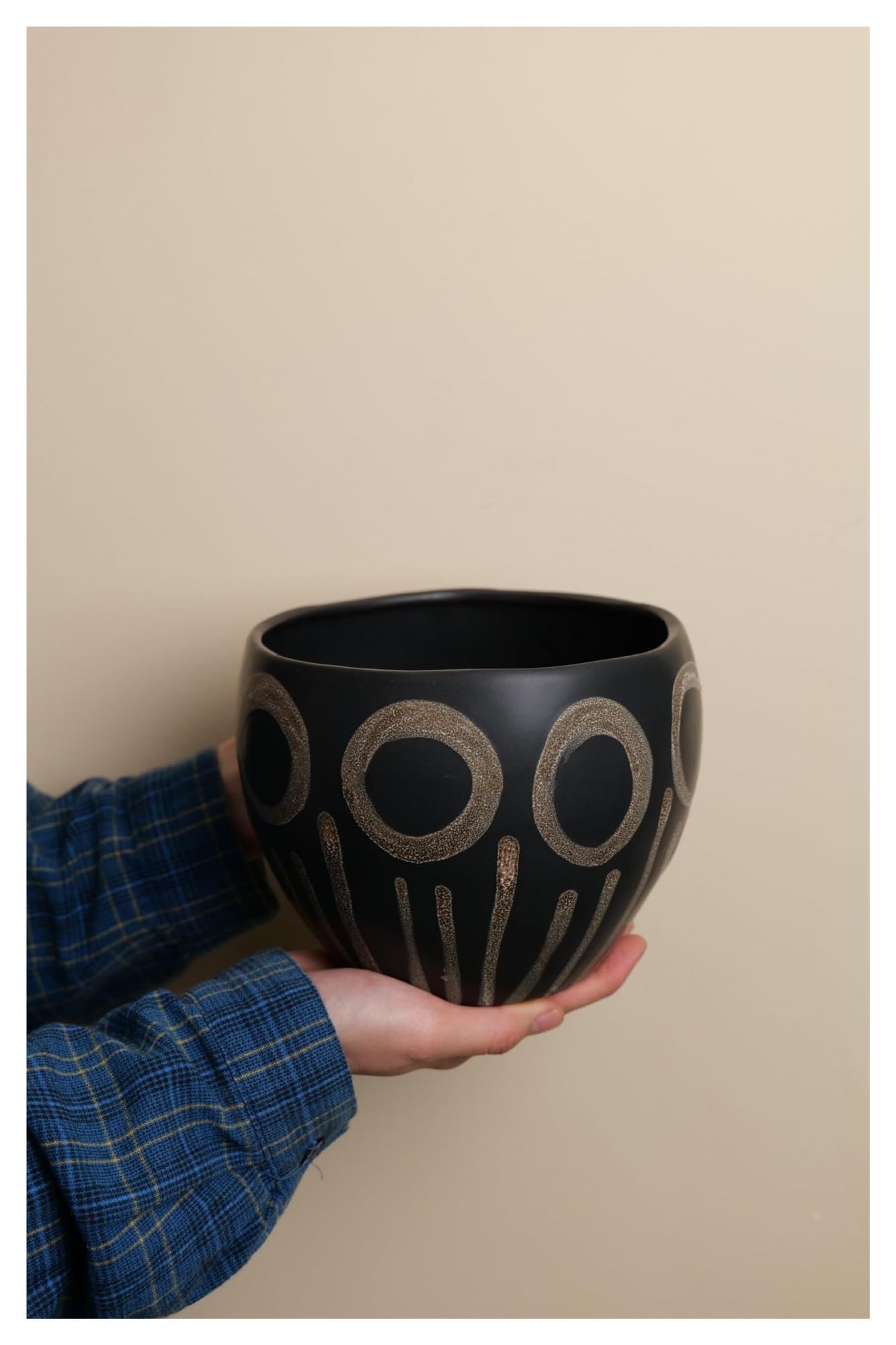 Donice ogrodowe Ceramiczna donica na rośliny odporna plamy, wewnątrz, zewnątrz, ręcznie malowany kwiat ozdobne
