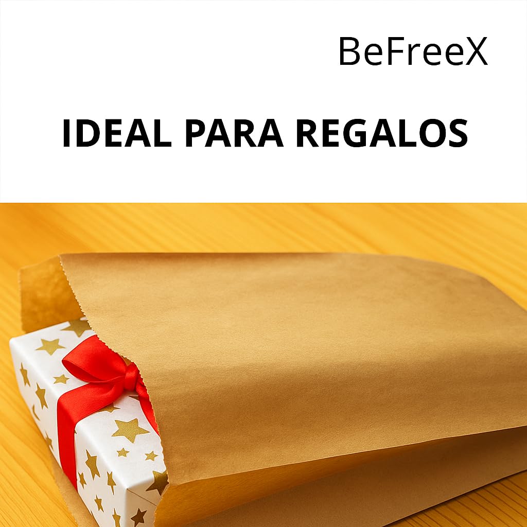 Bolsas de Papel Kraft 10×5×27 cm sin Asas – Caja 1000 Unidades – Ecológicas, Resistentes y Apta para Alimentos – Pan, Bocadillos, Chuches y Regalos – Fabricado en Europa