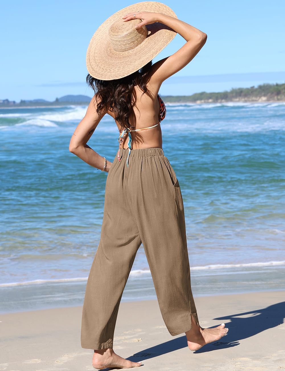 TARSE Women's Linen Harem Pants with Pockets image 4