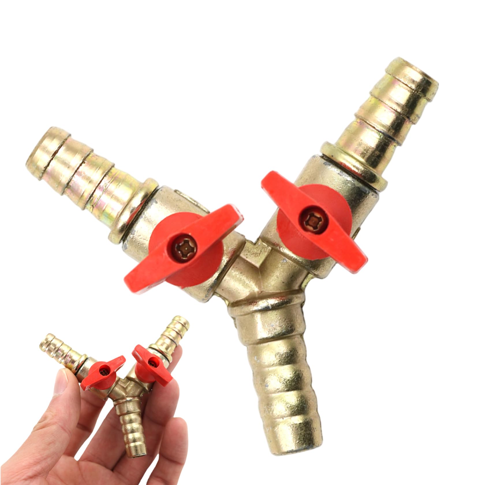 3 Way Copper Hose Splitter, 8mm Y Shaped Connector for Water Oil with Gas Boat Tank Fittings, Hose Splitter 3 Way