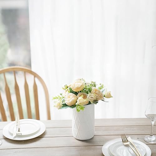 Miniatura 3 de Mkono Flores artificiales de peonías, pequeñas flores de seda para decoración del hogar, ramo de interior, arreglos florales sintéticos, centros de