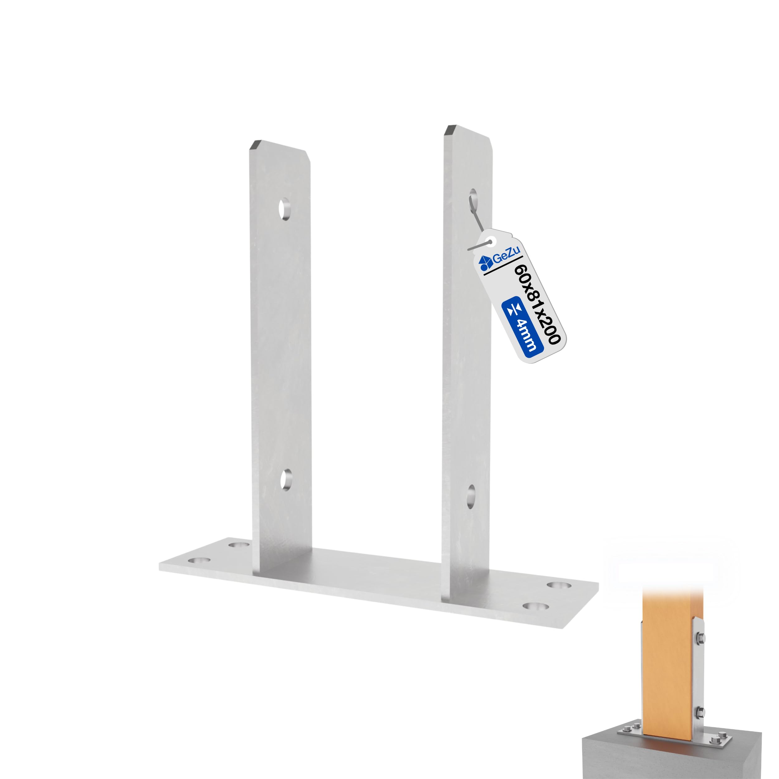 GeZu Impex Post Support U 91 x 150 mm Hot Dip Galvanised brackets deck holder elevated base — view 36