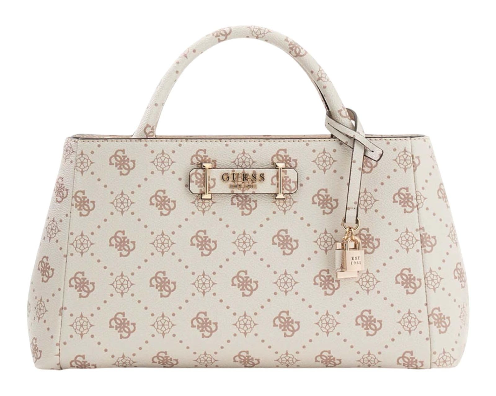 GUESS borsetta borsa a tracolla Carrie Logo Girlfriend Satchel Vanilla Logo avorio