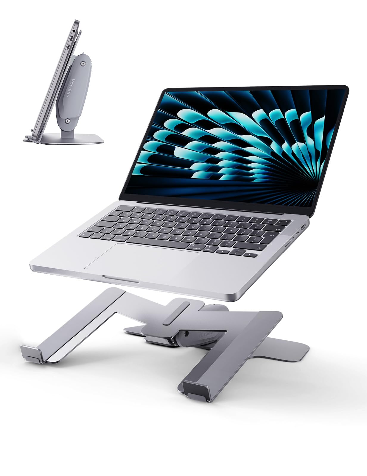 Vaydeer Laptop Stand for Desk, Metal Dual-Mode Design for Desk & Vertical Use, Adjustable Laptop Holder Space Saving Supports MacBook, Chromebook, Surface, Dell (Gunmetal)
