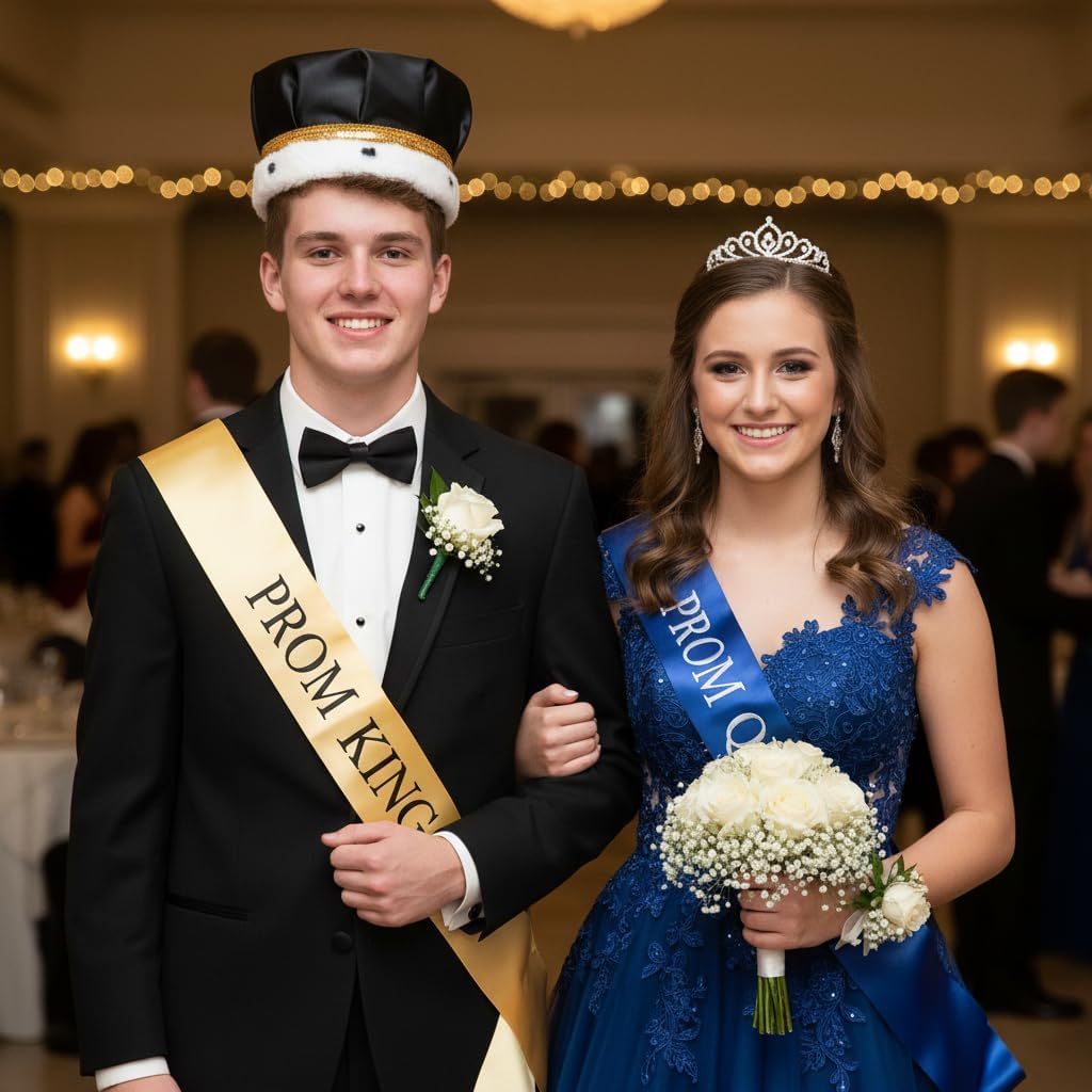 Anderson's Satin Crown with Gold Trim and Faux Fur, King Crown For Prom, Homecoming, Royalty, Mardi Gras, Birthday, Party