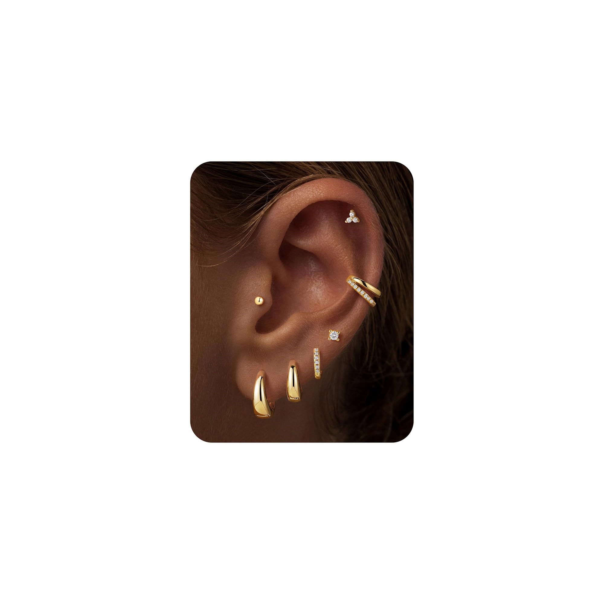 Turandoss Gold Earrings --7 Pairs
