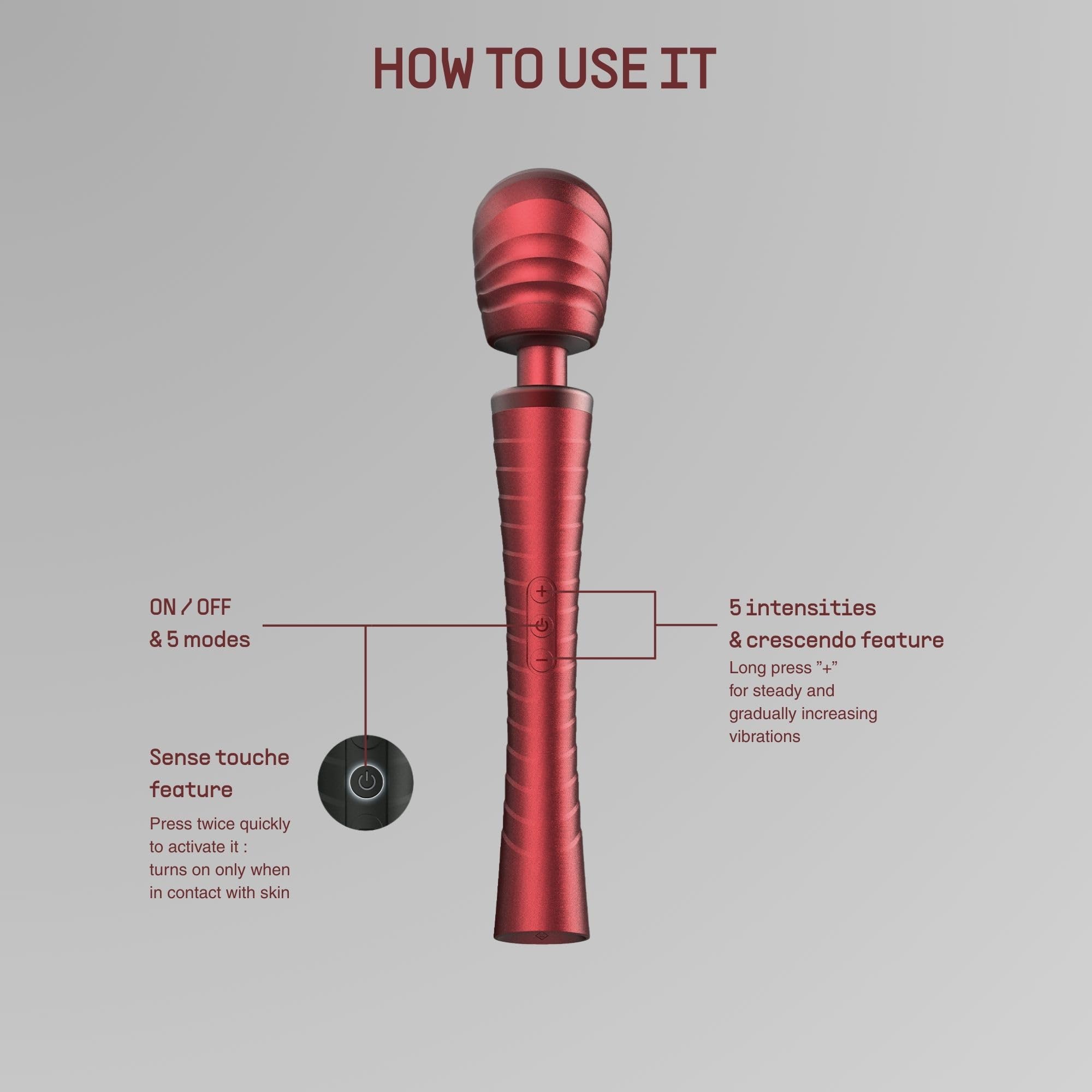 Manwan Man.Wand EDGY Vibratore Massaggiatore Ultra Potente Uomo & Donna, Sextoy Waterproof con Testa Flessibile, 5 Modalità e Intensità Crescente, Mini Massaggiatore Elettrico