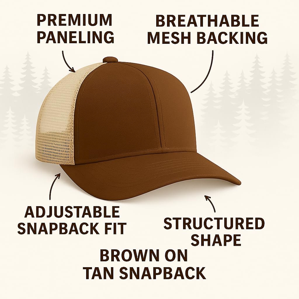 National Park Service Trucker Snapback Hat with National Park Service (NPS) Woven Patch (Brown on Khaki) - Image 7