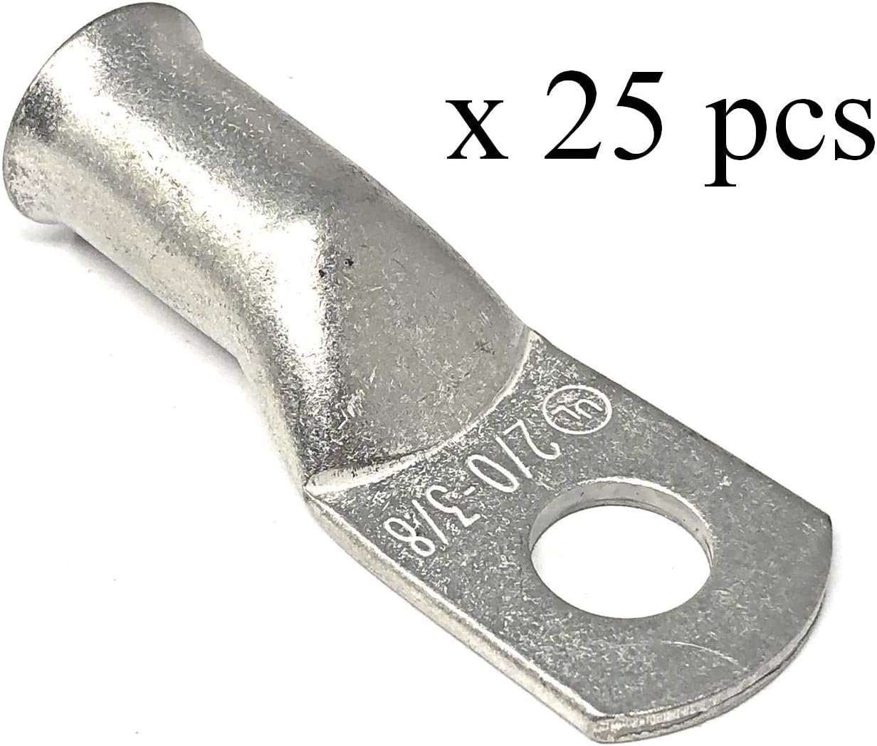 25 pcs WNI 2/0 Gauge x 3/8 Pure Copper Tin Coated Battery Welding Cable Lug Ring Terminals End Cable Connectors - Marine Grade