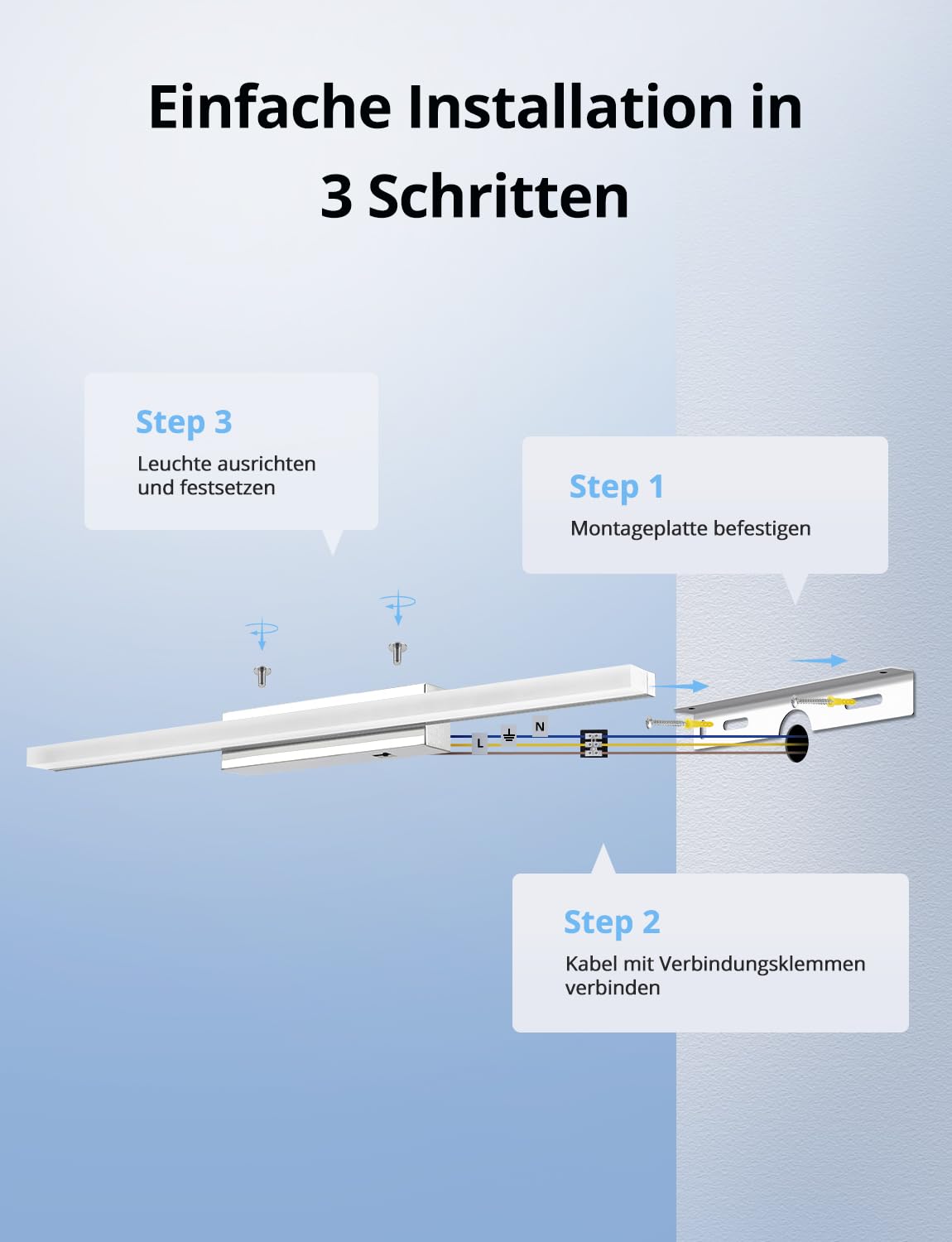 Combuh Spiegelleuchte Bad 60cm Spiegellampe Badezimmer LED Spiegelschrank Beleuchtung, Flexibeles Licht für Jeden Moment 5 Farbtemperaturen IP44 Lampe über Spiegel 230v Warmweiß Neutralweiss Kaltweiss