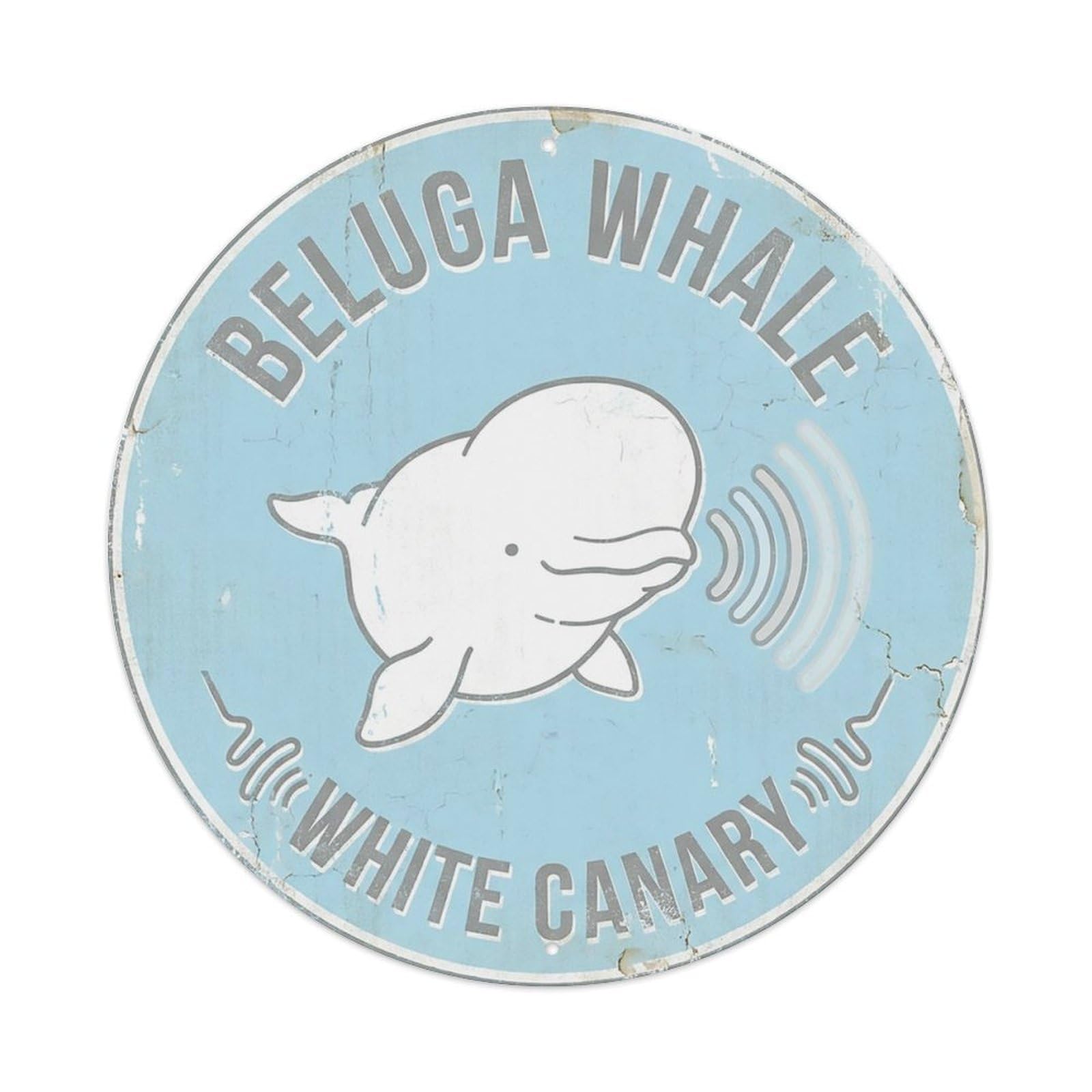 Cxhjca 8X8inch(20X20cm) Beluga Whale White Canary Metal Tin Sign