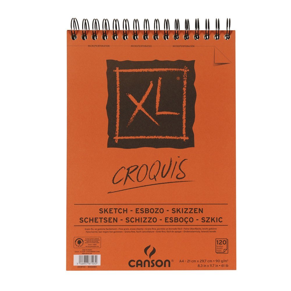 CANSON Lot de 4 Blocs Spirale 120 Feuilles XL Croquis A4 90g Blanc