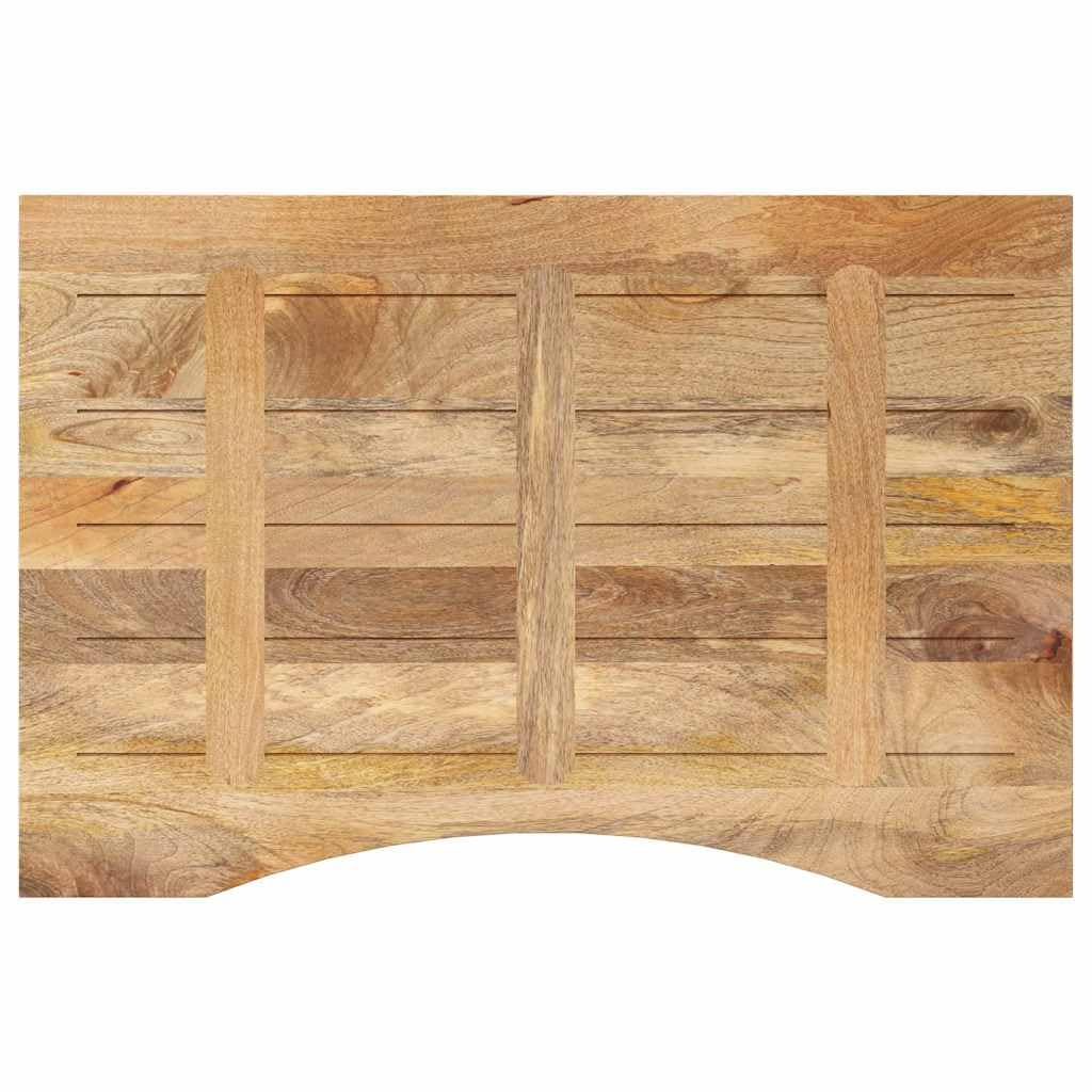 Piano da scrivania in legno massiccio di mango con apertura, 100 x 60 x 2,5 cm, rustico, piano di lavoro per ufficio, sala da pranzo, soggiorno, stabile, con superficie naturale e bordo dell'albero