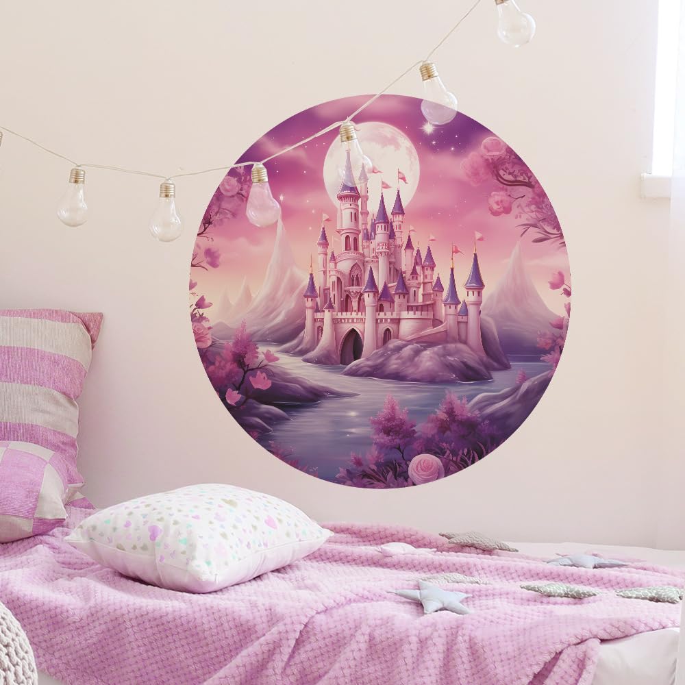HGDESIGN® Wall Sticker Fairy Elf Moon Castle Girl Flowers Wall Sticker Wall Picture Nursery Baby Room Bedroom Child Baby Girl Wall Decoration (B) - Image 2