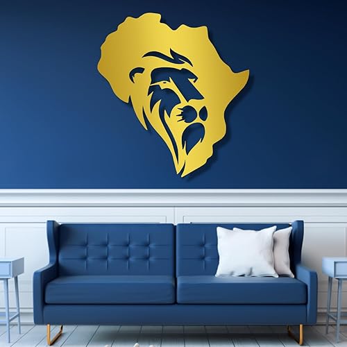 Miniatura 5 de Fayholy Decoración de pared de metal de león, arte de pared de mapa de África, arte de pared de metal con cabeza de león, decoración de pared de