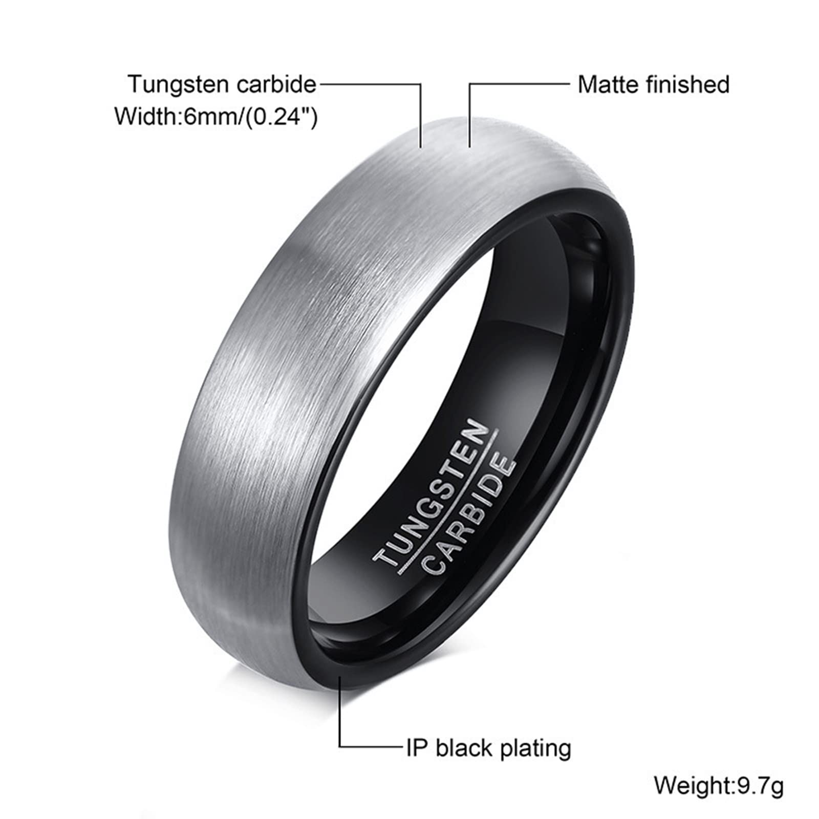 Coppia di anelli di nozze, anelli di tungsteno da donna nero spazzolato anello 8 mm regalo di fidanzamento per coppia