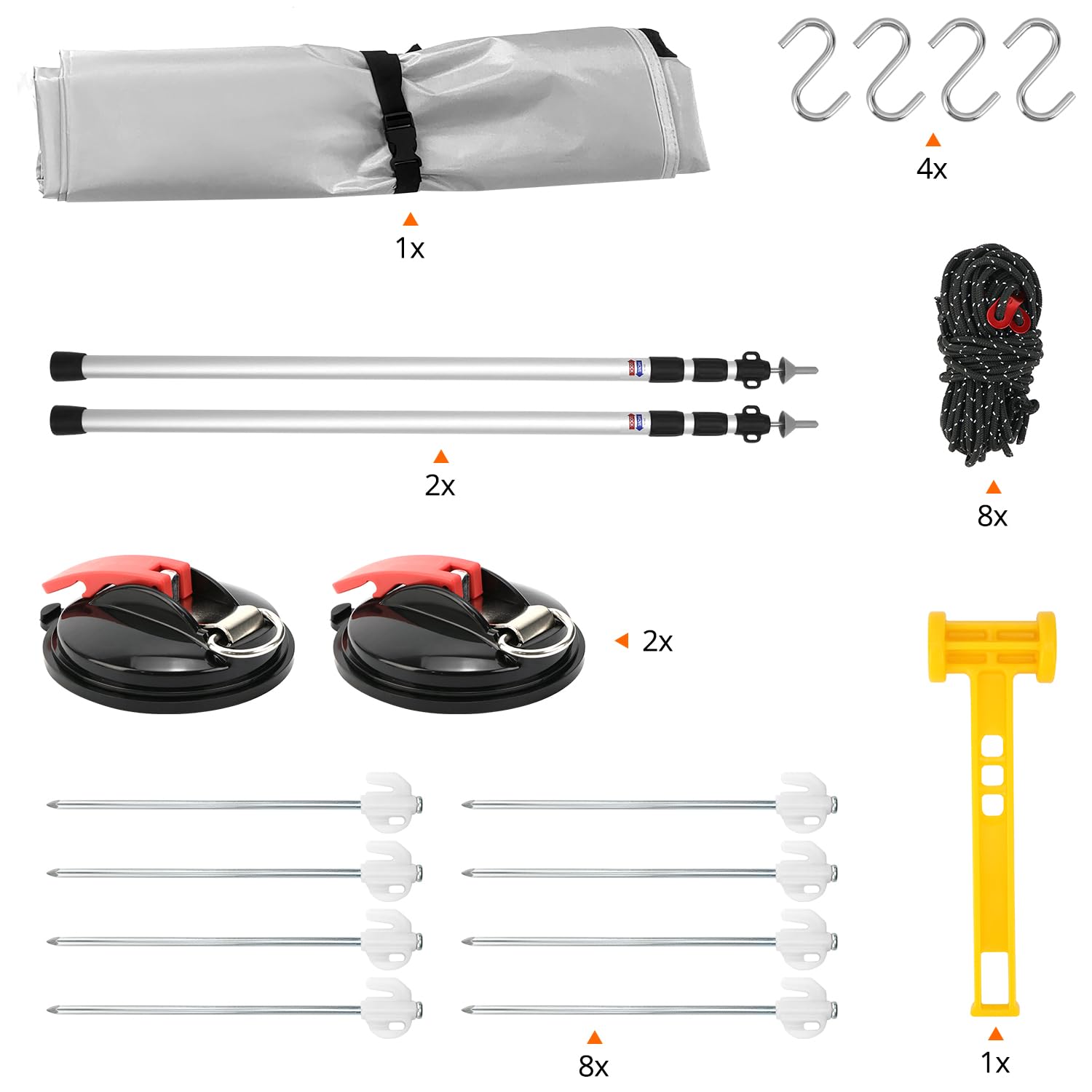 QWORK Sonnensegel Wohnwagen 300x200 cm Teleskopstangen 95-230 cm Markise UV 50+ UV-Schutz 6000mm Wasserdicht