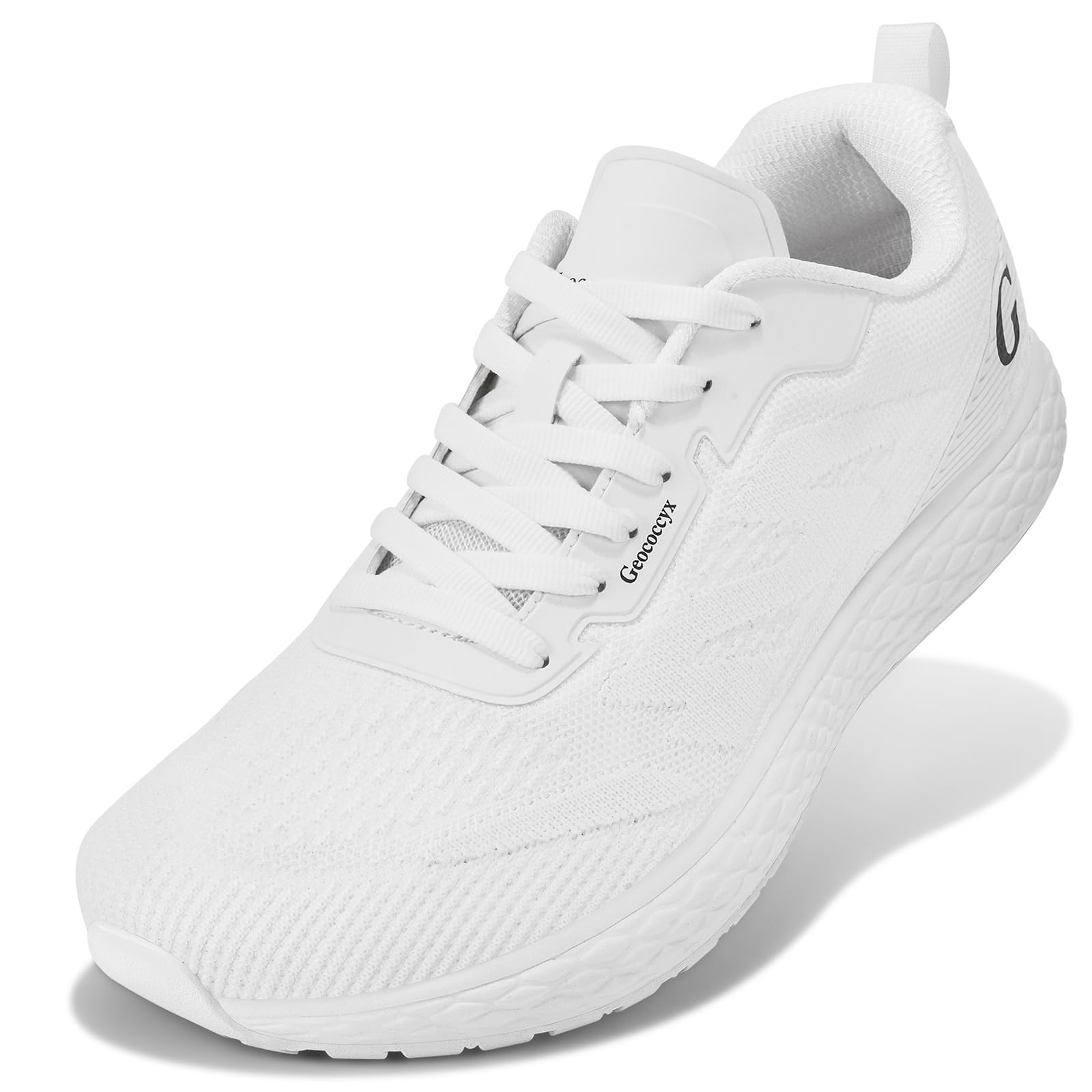 Geococcyx Sportschuhe Herren Breite Zehenbox Sneaker Atmungsaktiv rutschfest für Alltag und Outdoor Weiß 42EU