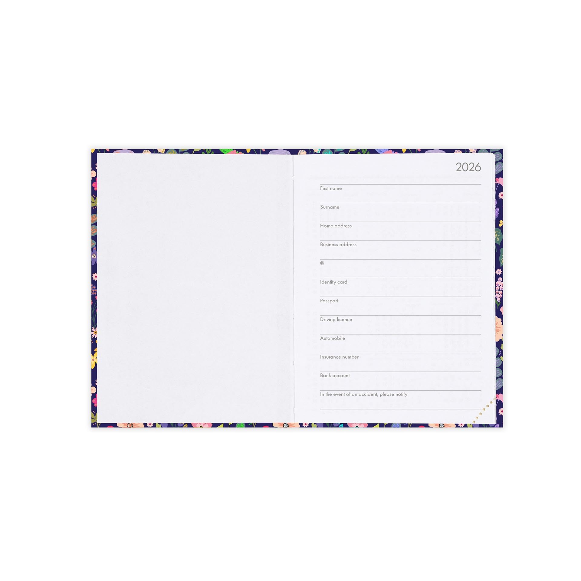 Legami Agenda hebdomadaire photographique Mini 2026 Flowers 12 mois carnet d'adresses fermeture élastique papier FSC certifié 8 x 11 cm