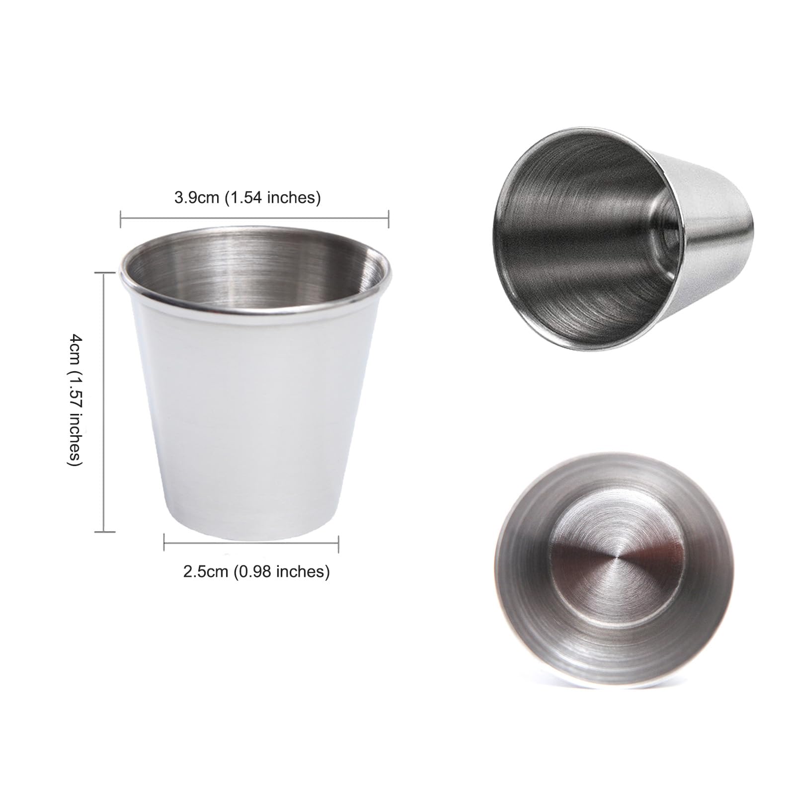 Mini vasos de chupito de acero inoxidable, juego de vasos de chupito de whisky de 10.1 onzas líquidas, vaso de chupito para café expreso, recipiente para el hogar, bar, viajes, fiesta (30 ml)