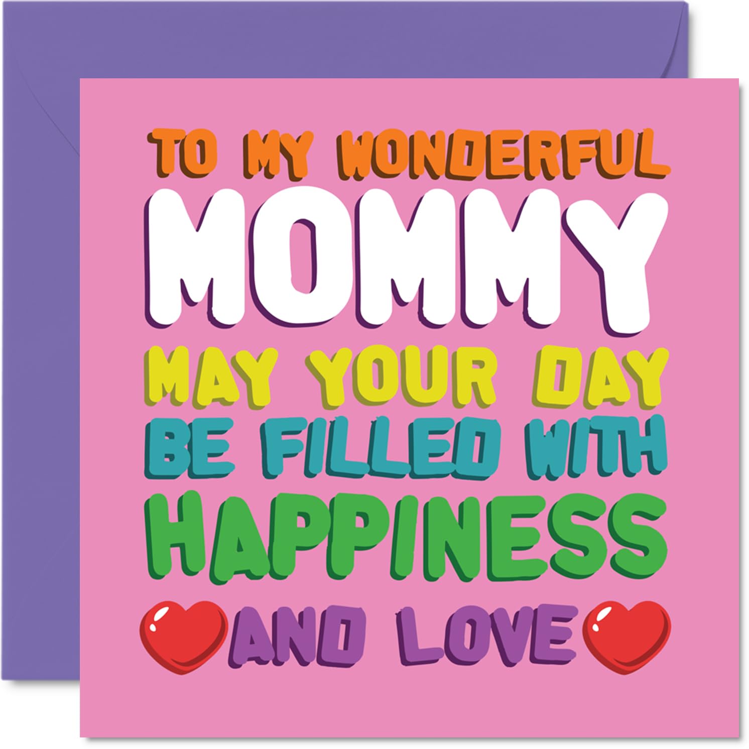 Mommy Birthday Card - Happiness And Love - Happy Birthday Card for Mommy from Son Daughter, 145mm Happiness And Love Mother's Day Greeting Cards