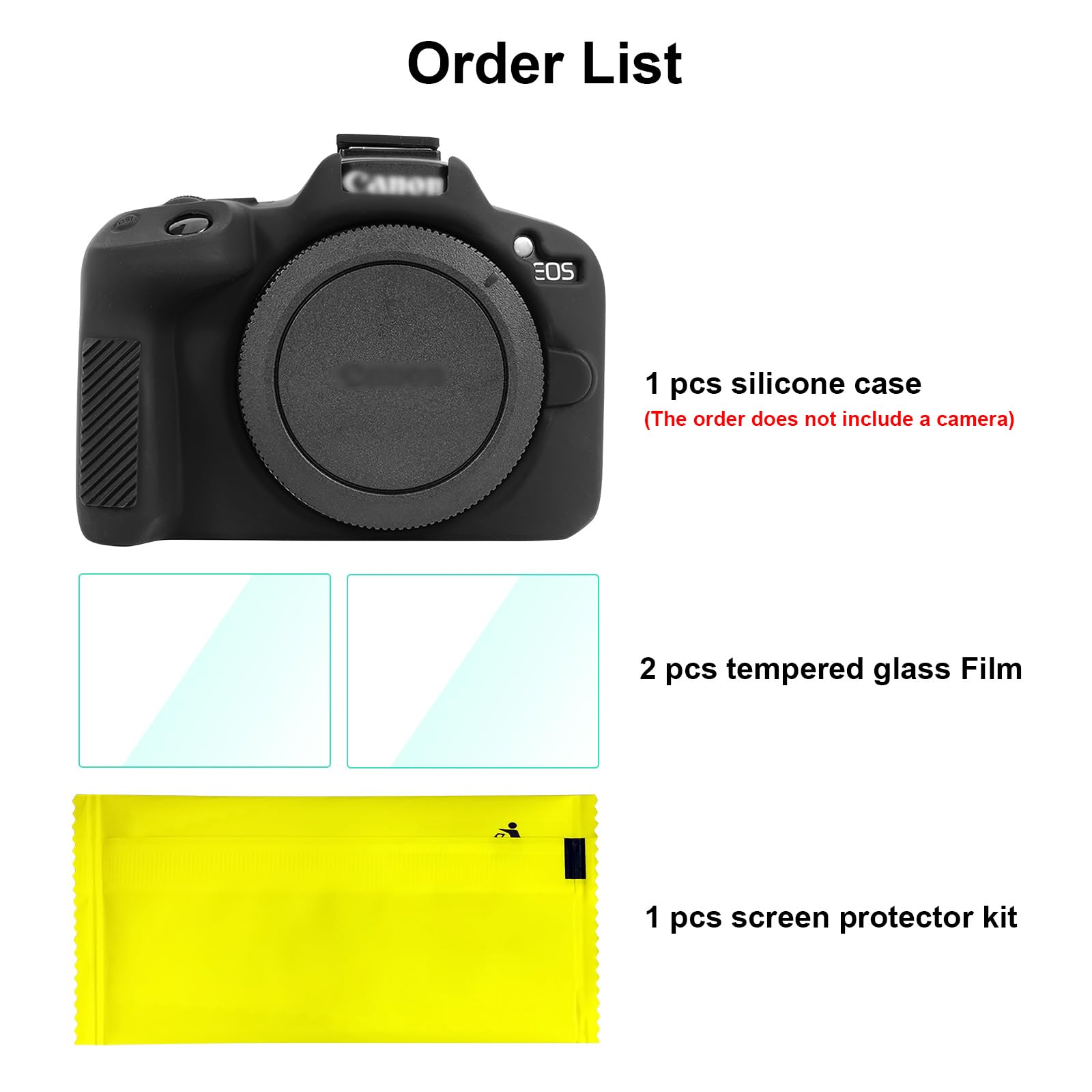 Custodia in silicone per Canon EOS R50 Custodia, accessori con 2 pellicole protettive per schermo, protezione lente rimovibile per fotocamera digitale Canon EOS R50