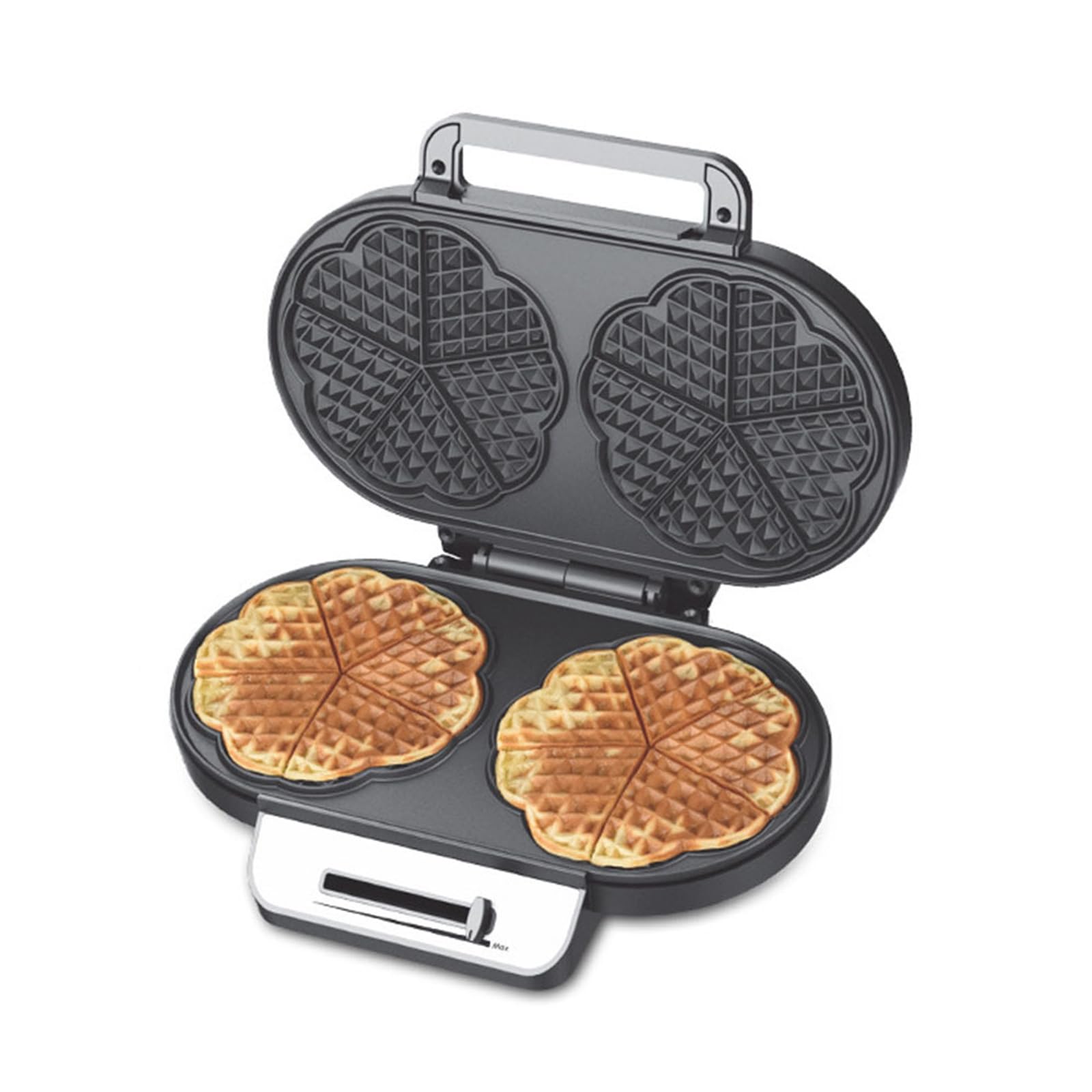 Piastra per Waffle a Doppio Cuore, prepara 10 Mini Cuori o 2 Waffle Grandi, Prestazioni Premium da 1200 W, Doppie Piastre di Cottura antiaderenti con Riscaldamento rapido e Uniform,