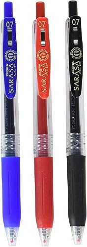 ZEBRA Sarasa - Bolígrafo de tinta de gel, 0.028 in, juego de 3 colores (JJB15-3CA)