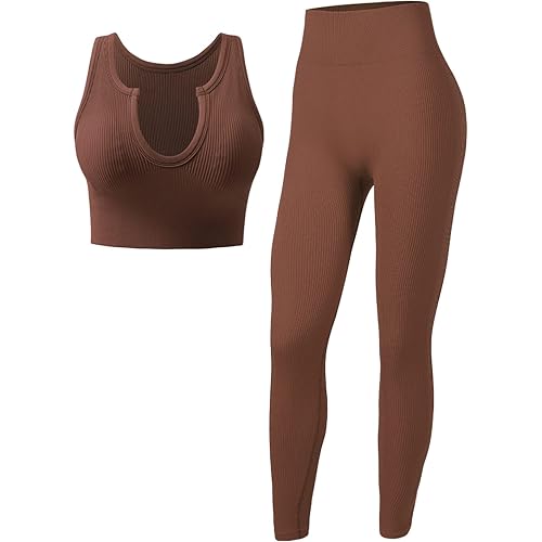 PINKSAVIOR Workout Sets for Women Two Piece Outfits Seamless High Waist Leggings Yoga Crop Tops Athletic Sports Gym Sets