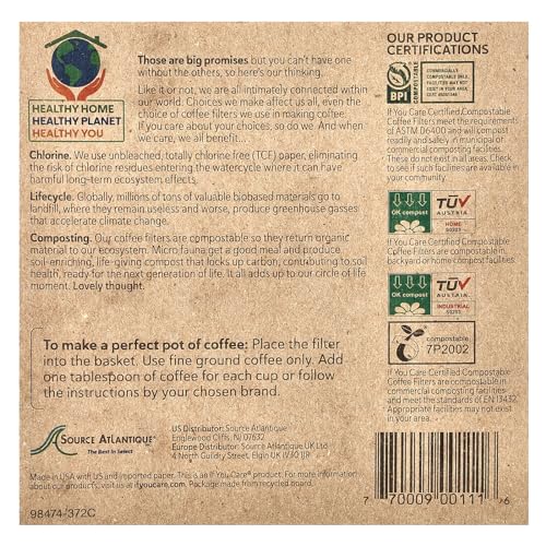 If You Care Coffee Filter Baskets ( 1x100 CT ), Fits 8-12 Cup Drip Coffee Makers