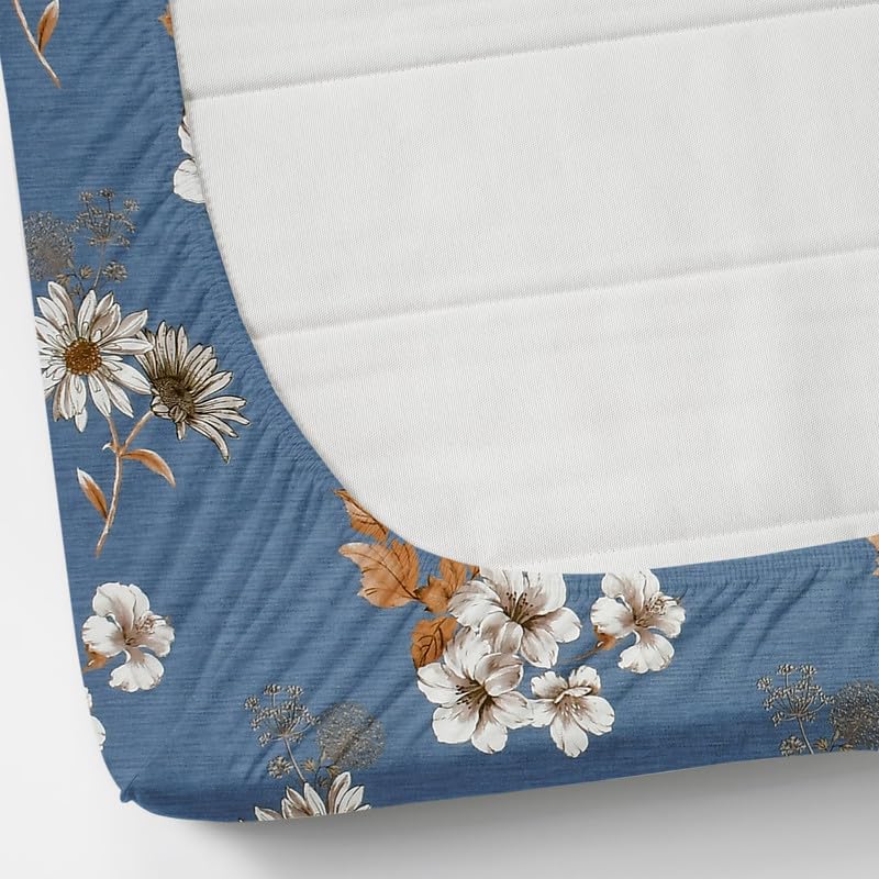 Image of Florida Elastic Fitted Bedsheet for Double Size Bed with Pillow Covers and Made of Cotton with Floral Print