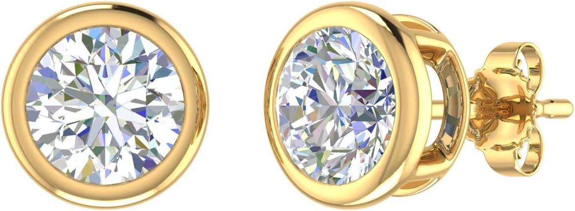 2 Carat Natural Diamond Stud Earrings for Women in 14K Gold - IGI Certified (I1-I2 clarity)