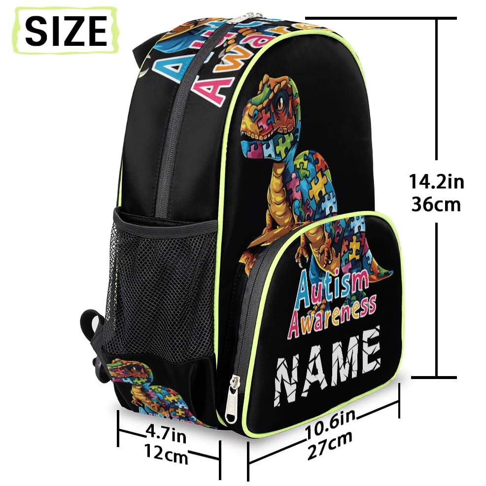 cfpolar Custom Kids Backpack for Boys Girls, Autism Awareness Personalized Name Toddler Backpack 14.2 Inch, Waterproof Casual Daypack Preschool Kindergarten School Bookbag D01