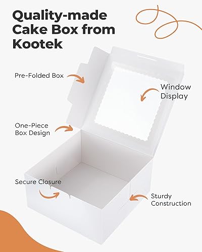 Miniatura 3 de Kootek 24 cajas para pasteles con ventana, cajas de panadería de 10 x 10 x 5 pulgadas, cajas de pastelería para pasteles, fresas cubiertas de