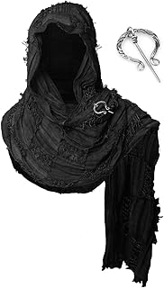 Wrap Dune Hooded Shawl Medieval Cloak Renaissance Costume Cape Shaman Cowl With Viking Brooch
