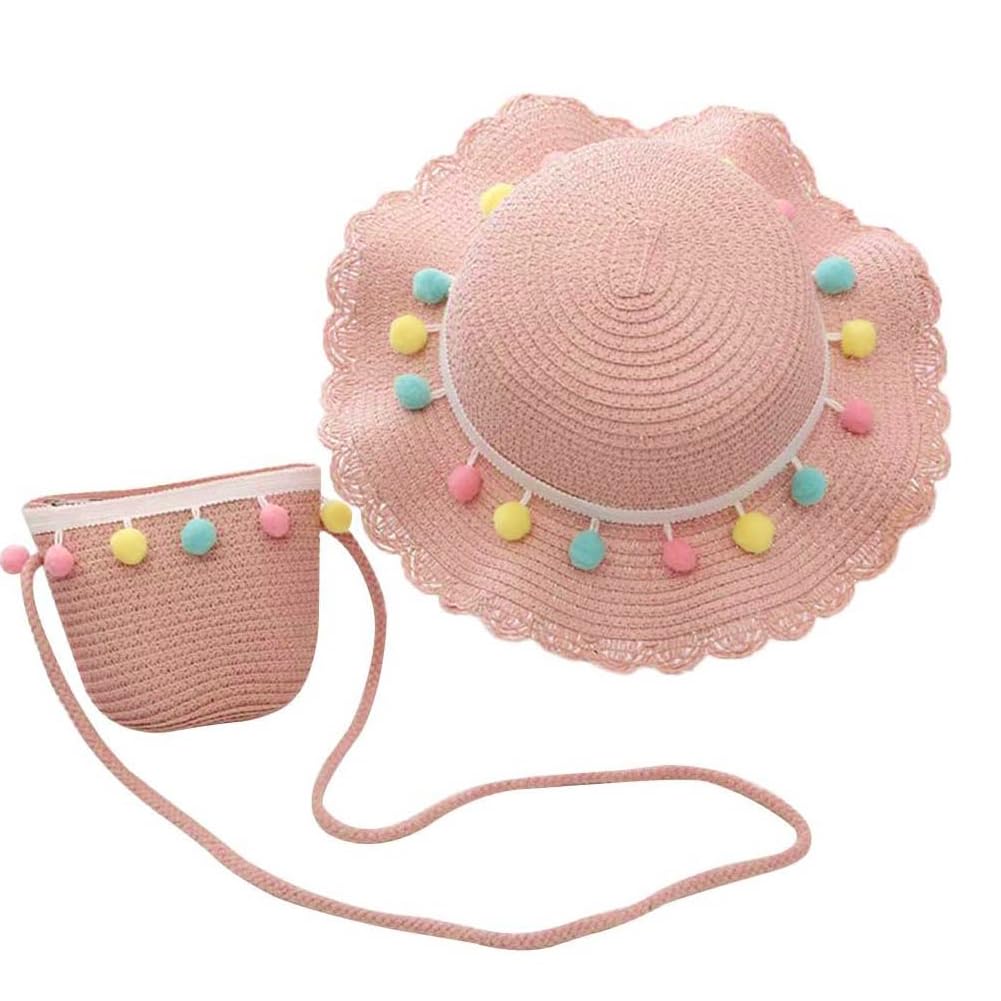 REYOK Sombrero De Verano para Niñas,Bowknot Summer Beach Sombreros,Sombrero Ancho De Playa De Verano,Kid Summer Beach Sun Sombreros para Beach Piscina Al Aire Libre Viajamiento