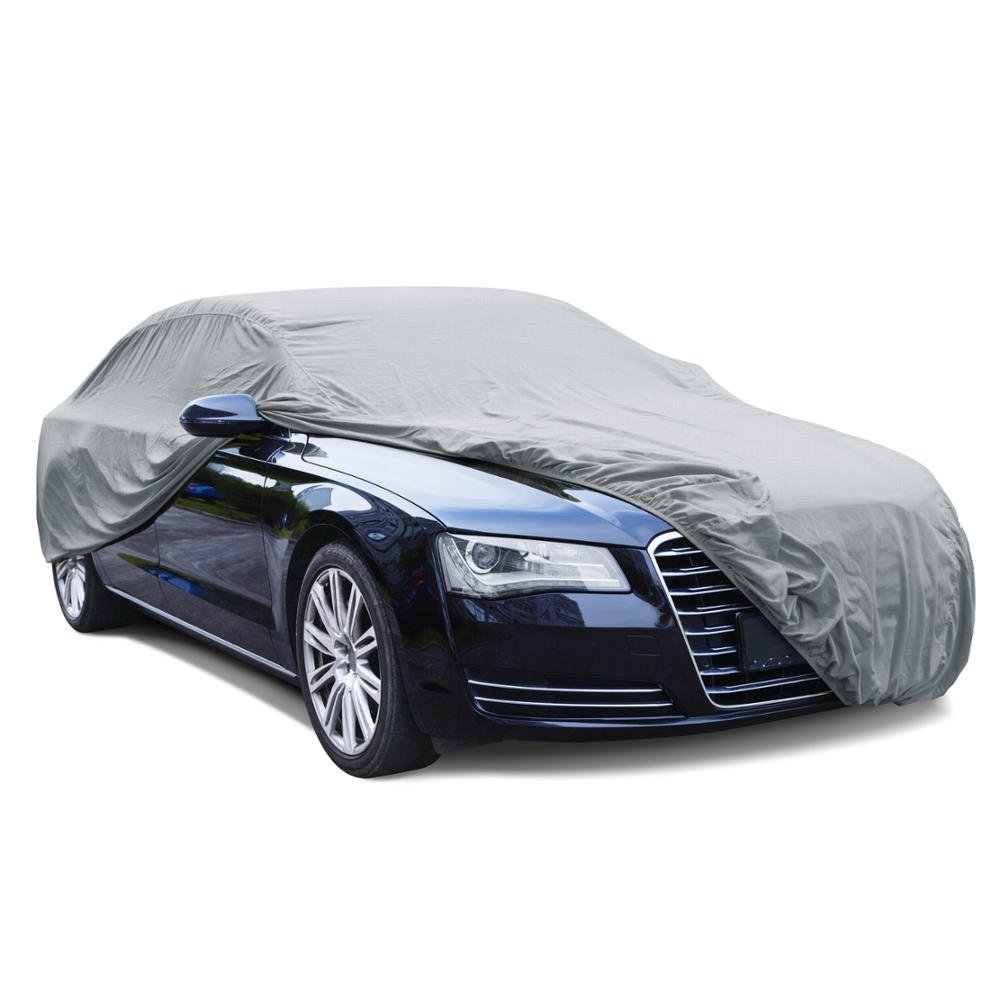 BDK Universal Fit Water Resistant All Weather Indoor Outdoor Car Cover for Sedan SUV Auto Vehicle - Protect from UV Light, Rain, Snow, Dust, Debris, Pollen, Tree Sap & More (S) (See Size Chart) - Gray
