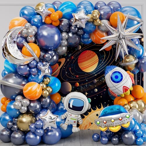ALL-IN-1 Space Balloon Arch Kit with BONUS Specialty Foil Balloons for Outer Space Party Decorations - Galaxy Balloons for Galaxy Party Decorations Astrobot Astronaut Birthday Decorations
