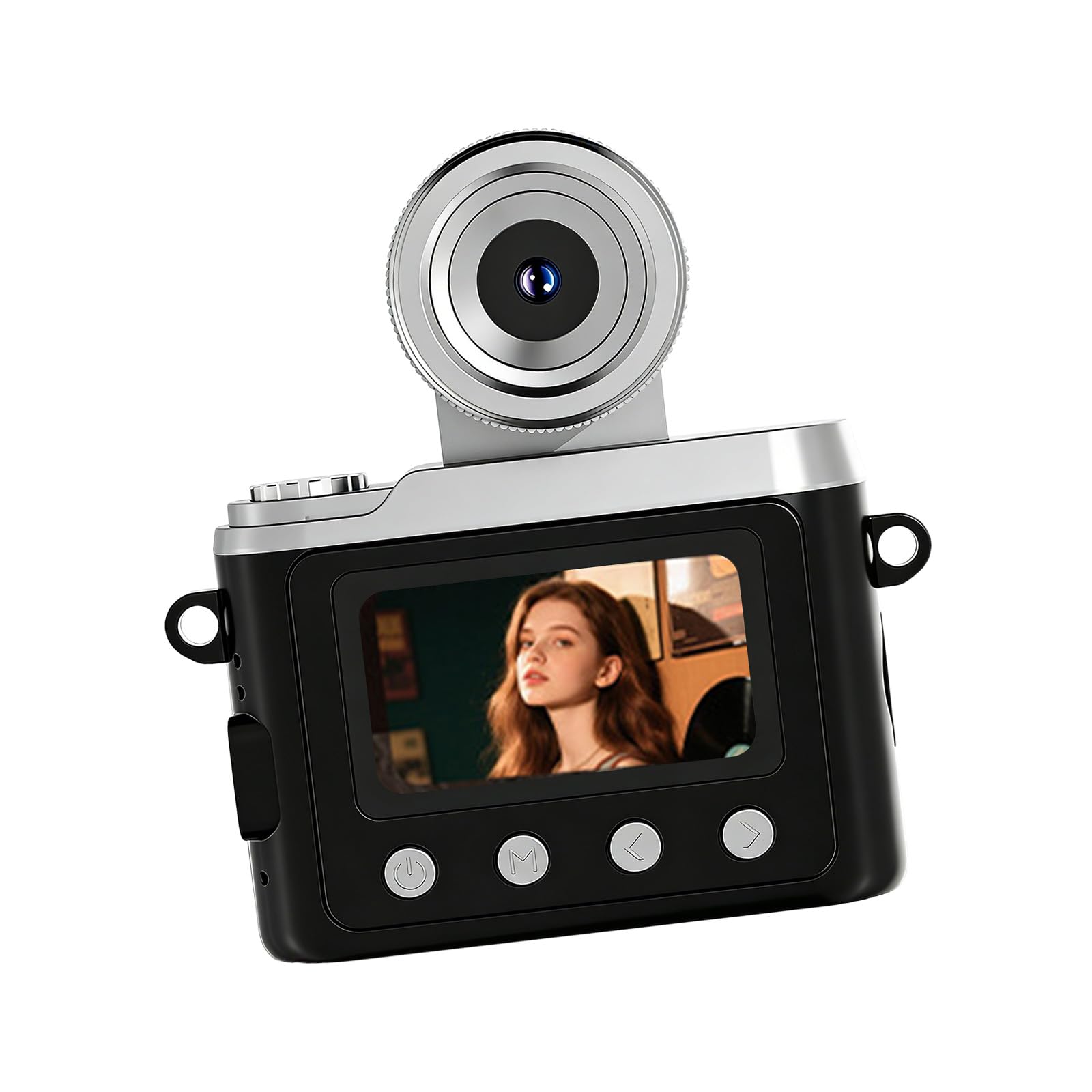 Fotocamera digitale di tipo retrò con opzioni di controllo manuale, fotocamera espandibile per principianti di fotografia creativa