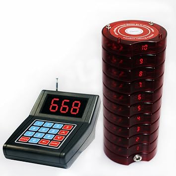 Restaurant Wireless Calling System10 Coaster Pagers+1 Keypad Call