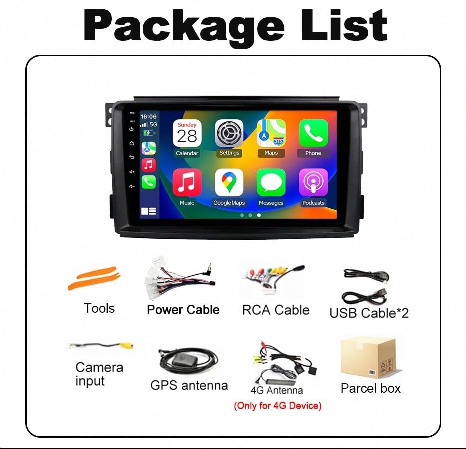 Navegador de vídeo para automóvil Benz Smart Fortwo 451 con Bluetooth, Mirror Link y GPS 2G 6
