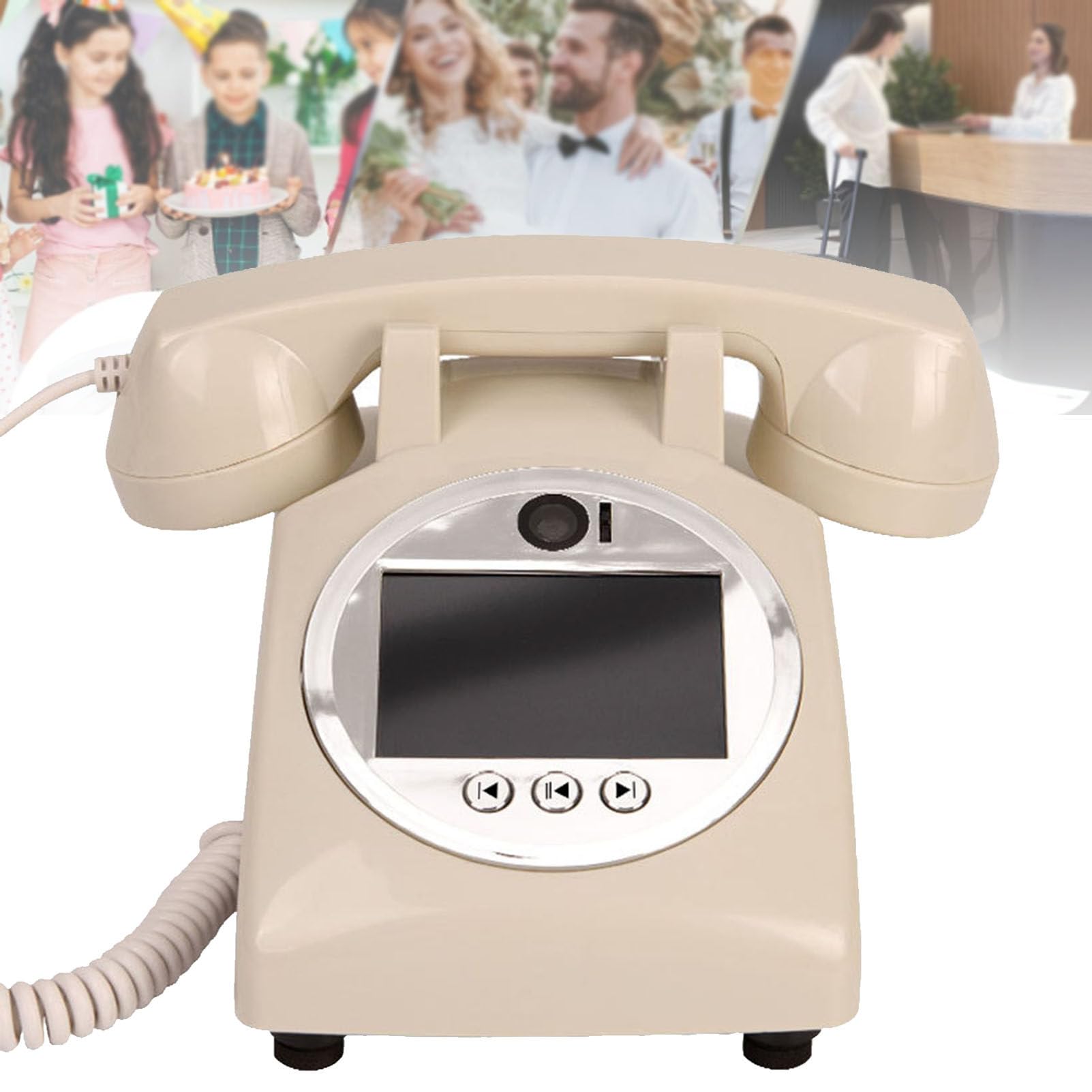 SENJINGHUA Video Guest Book, Audio Guest Book Wedding Phone, Record Preserve Your Special Occasions, for Wedding, Bridal Shower Beige-64GB