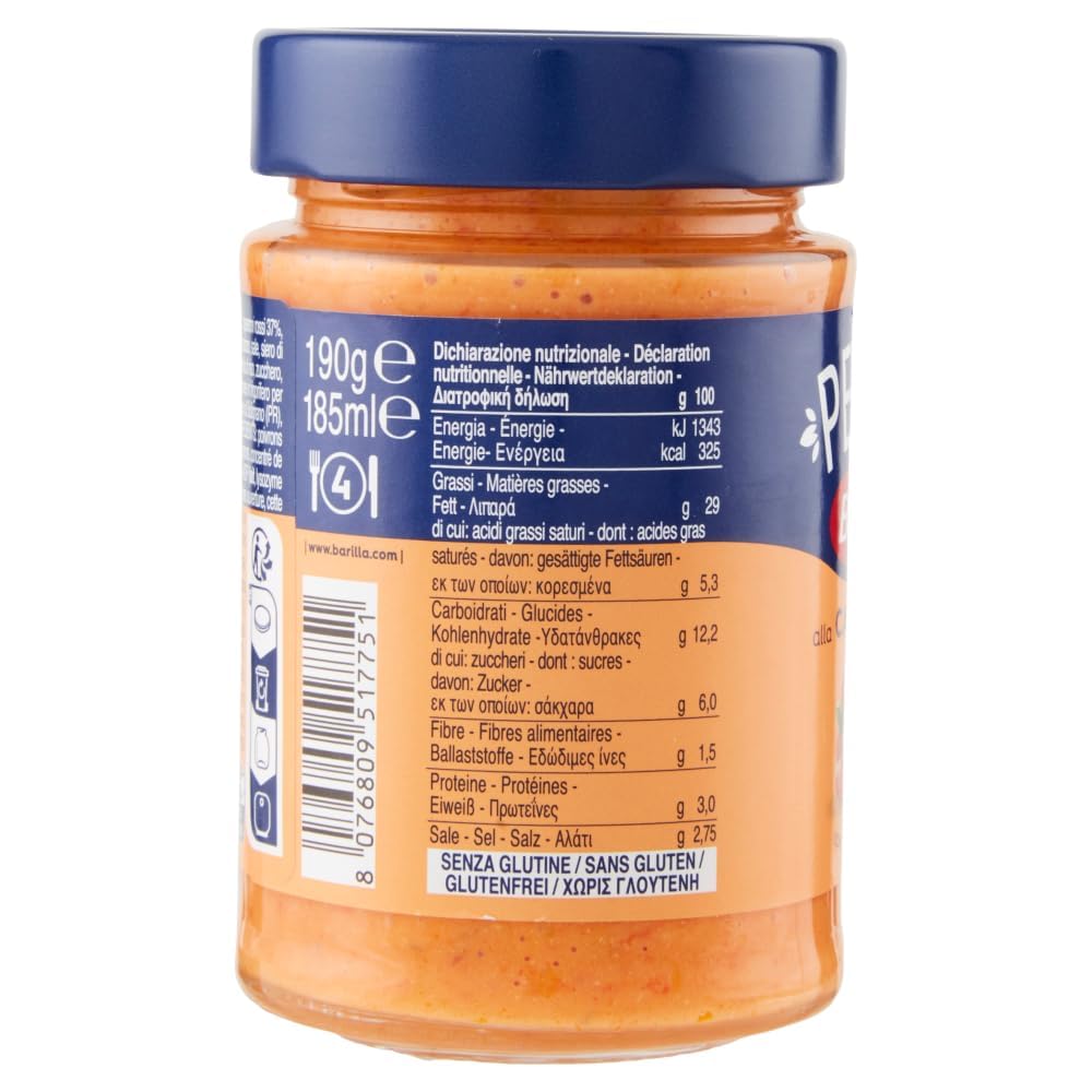 24x Barilla Pesto alla Calabrese 190g | Glutenfreie Italienische Pasta-Sauce mit Paprika, Peperoni, Ricotta, Pecorino Romano und Grana Padano,+ Beni Culinari Kostenloser Schlüsselanhänger
