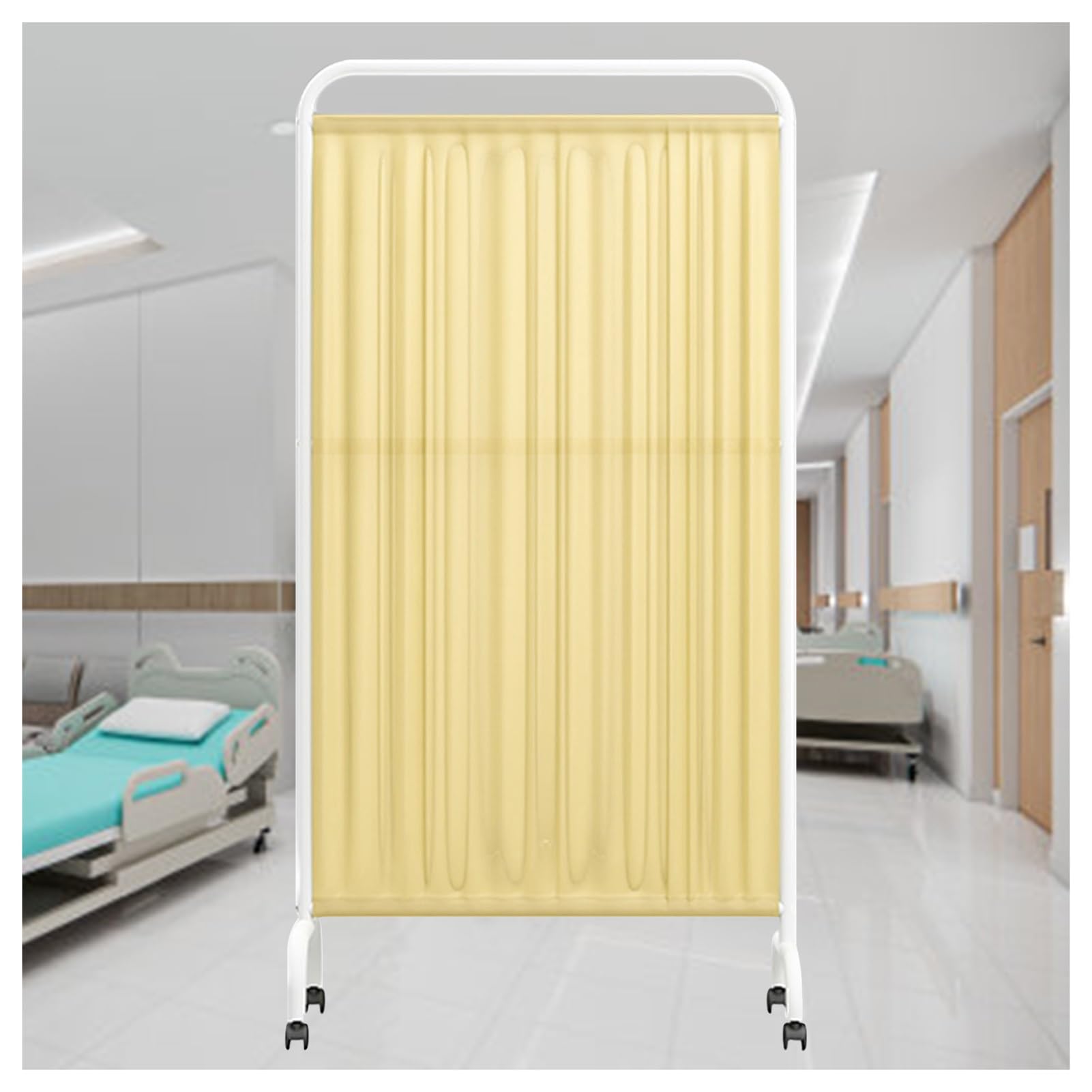 JCPQDWTD Portable Medical Privacy Screen,Protective Screens Room Divider with Wheels,6ft High Mobile Folding Privacy Screen for Beauty Salon/Office/Exam Room(Yellow,2-Panel)