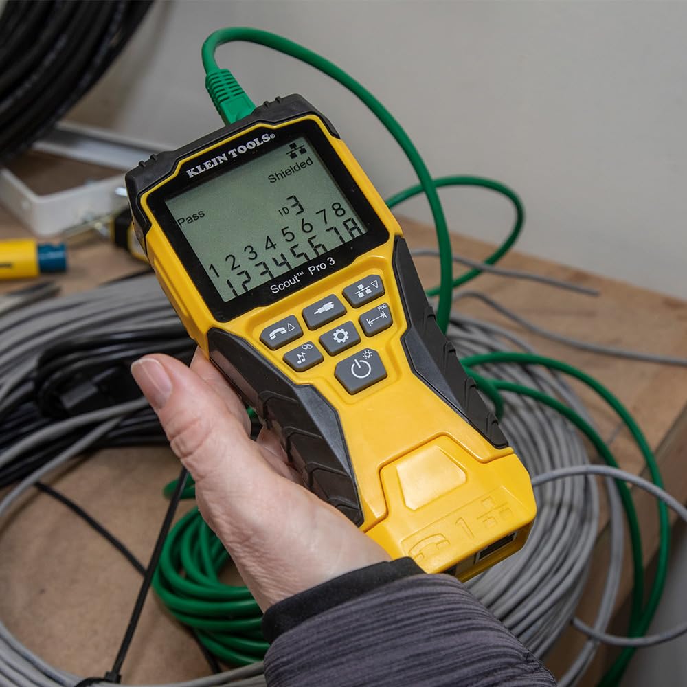 Klein Tools VDV501-853 Scout Pro 3 Cable Tester Kit | LAN Ethernet Coax Tester RJ11 RJ12 RJ45 | PoE Detection Wiremap Length Measurement | Test + Map Remote Kit
