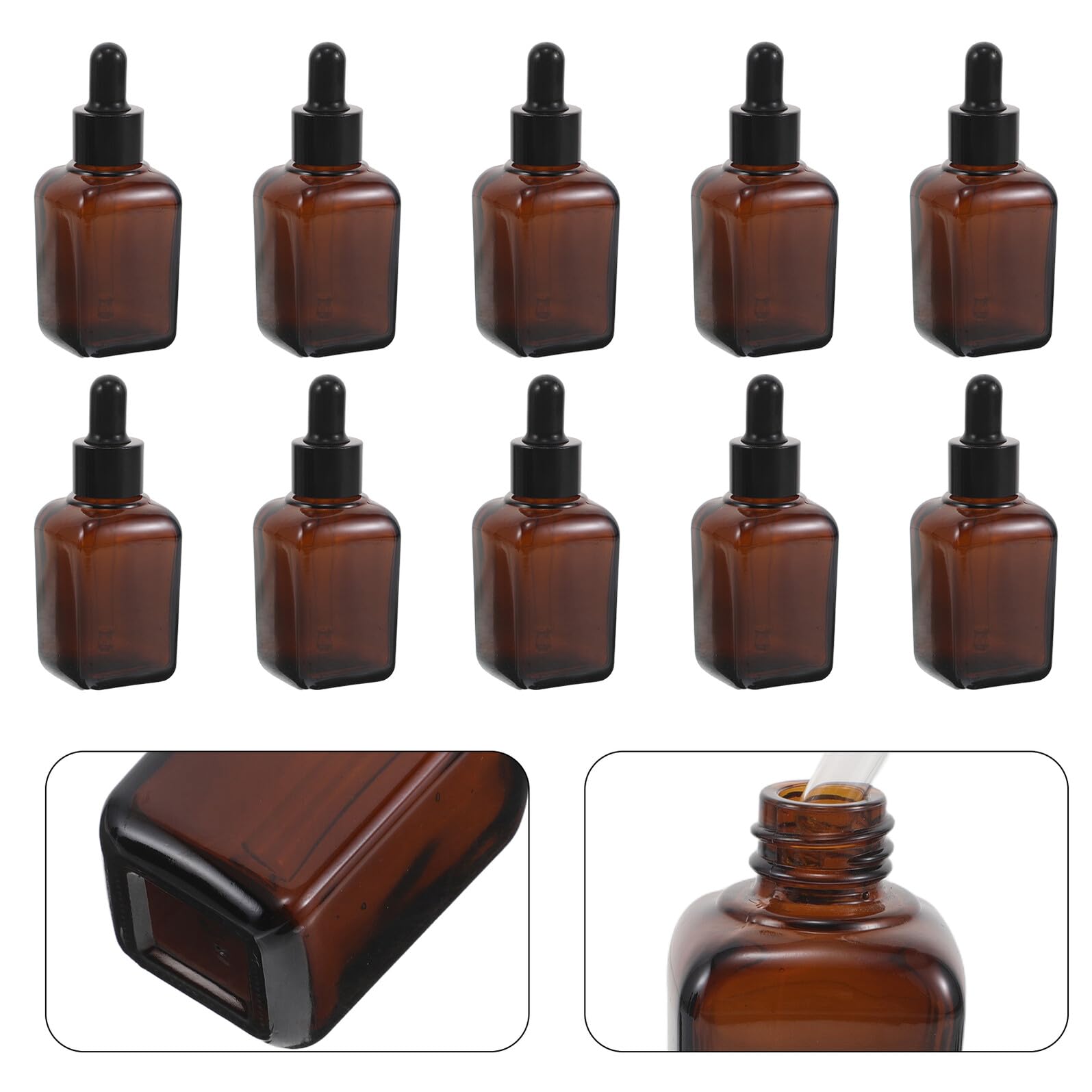 20 Szt. Sztuk Bursztynowych Szklanych Butelek z Precyzyjnym Kroplomierzem Do Olejków Eterycznych Aromaterapii i Pielęgnacji Skóry Butelki Wielokrotnego Napełniania Do Serum i
