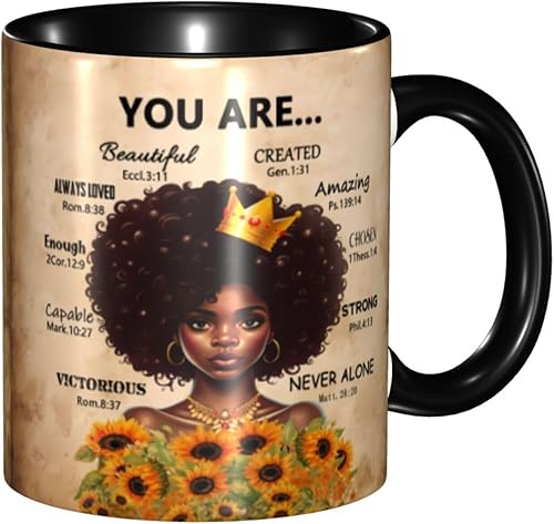 Taza de café, taza de té para mujeres y niñas, taza de diseño único, perfecta para regalos, mujeres afroamericanas afro